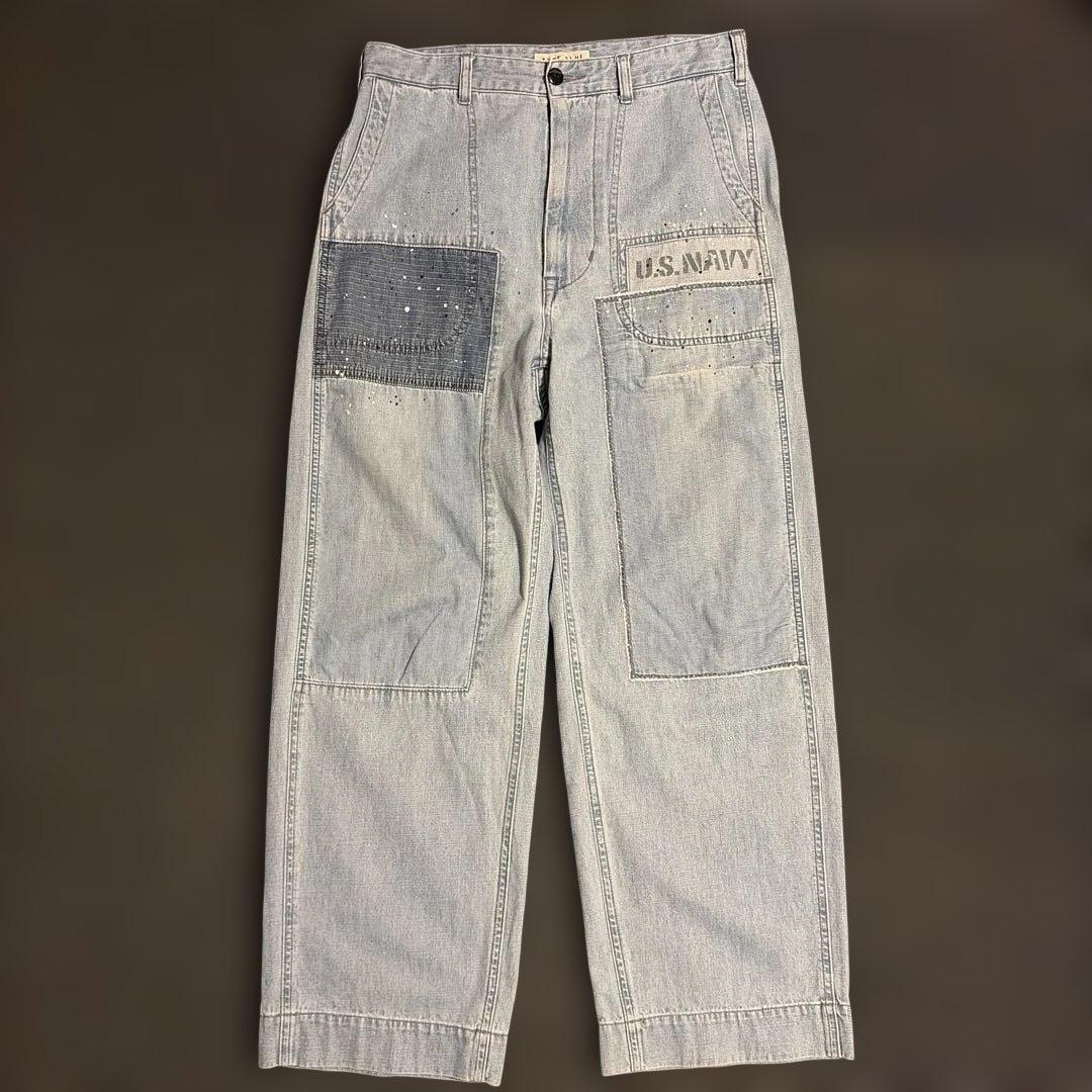 美品AVIREX TYPE BLUE 2本セット ペイント パッチワークデニム