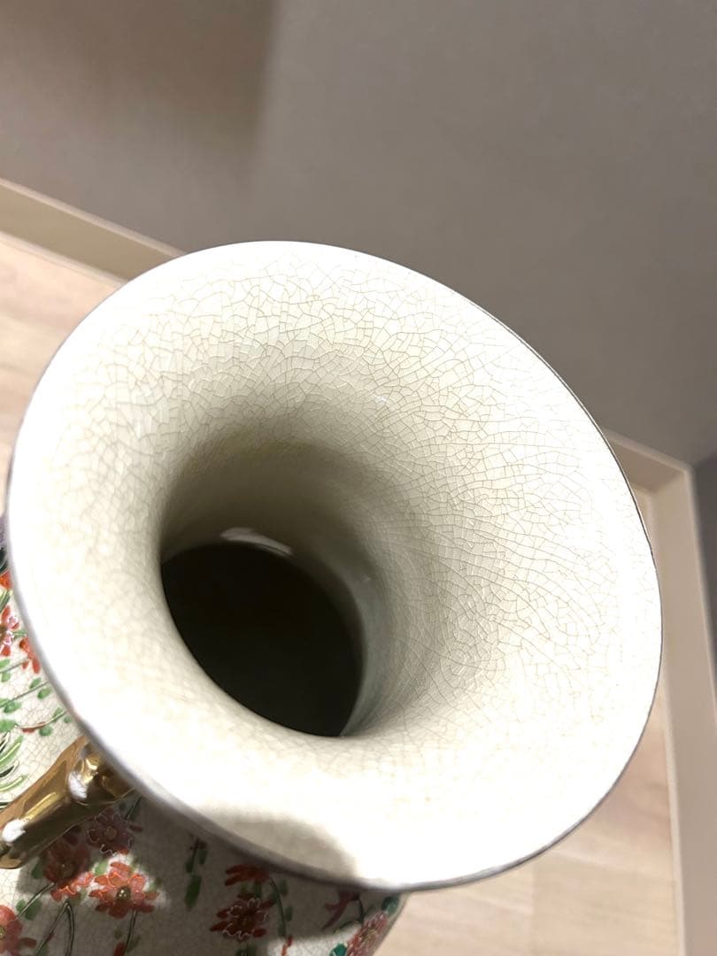 美品薩摩焼 / 飾り壺 壺 ツボ 花柄 鳥柄