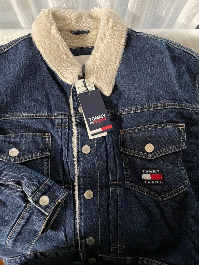 aki　トミーヒルフィガーGジャン　 XL ボア付き　暖かい　トリコロール