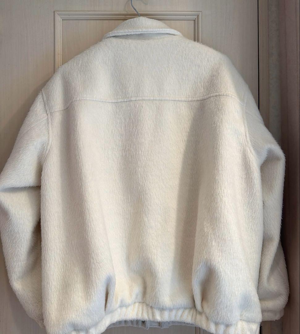 heather スタンドシャギーミドルブルゾン アイボリー