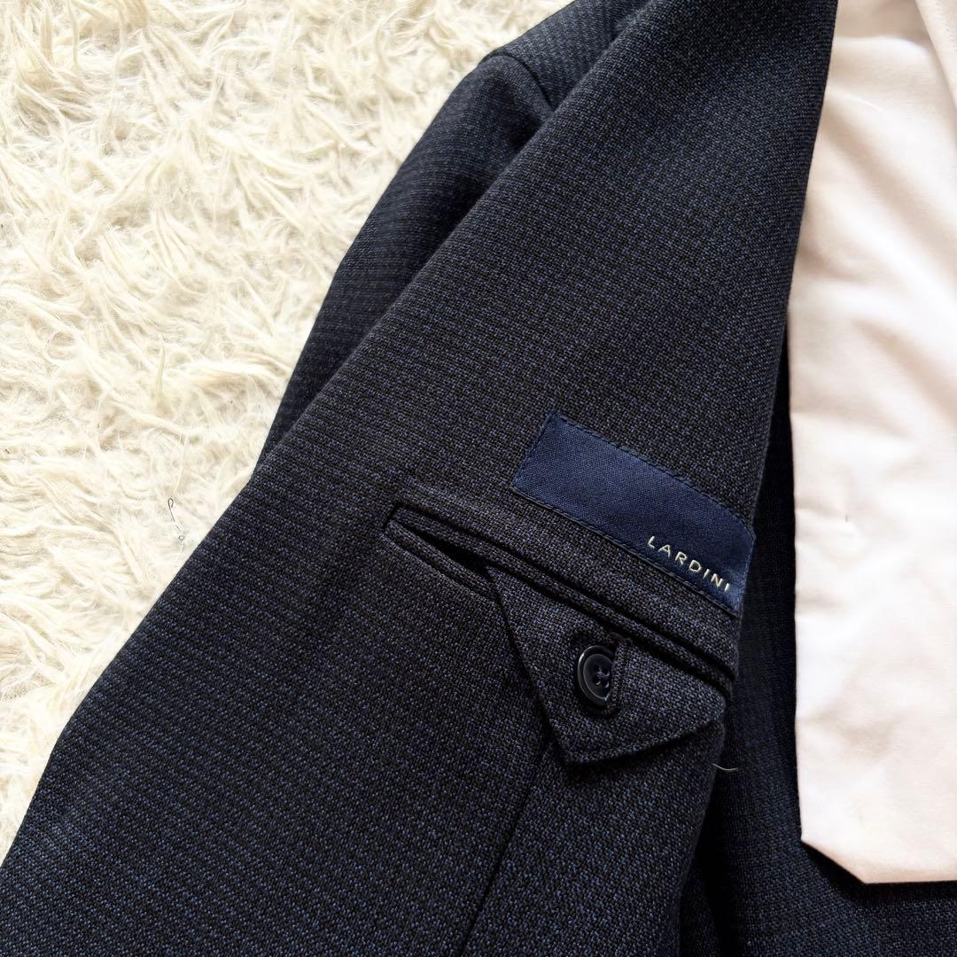 <美品>LARDINI ネイビー ウール ジャケット ブートニエール サイズ44