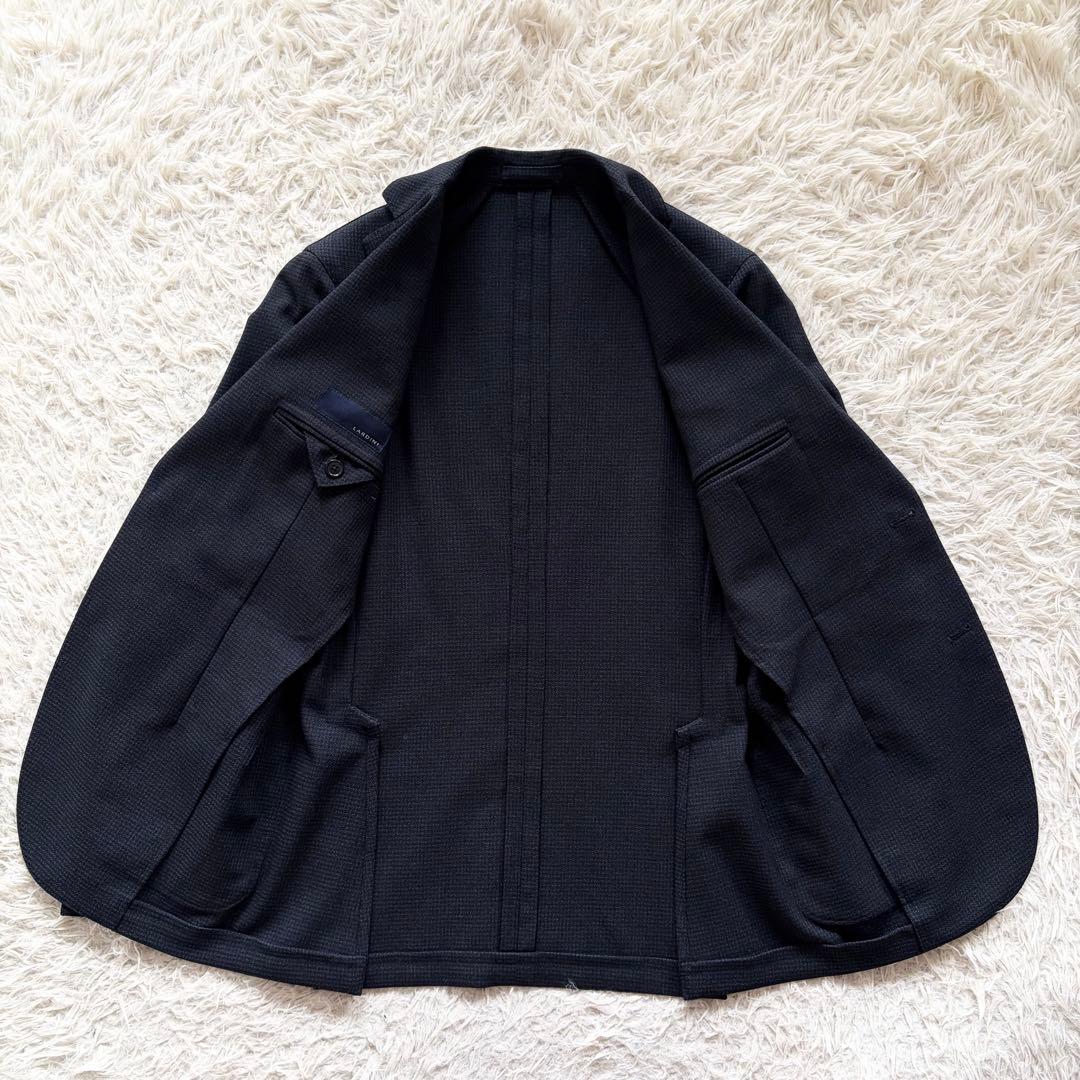 <美品>LARDINI ネイビー ウール ジャケット ブートニエール サイズ44