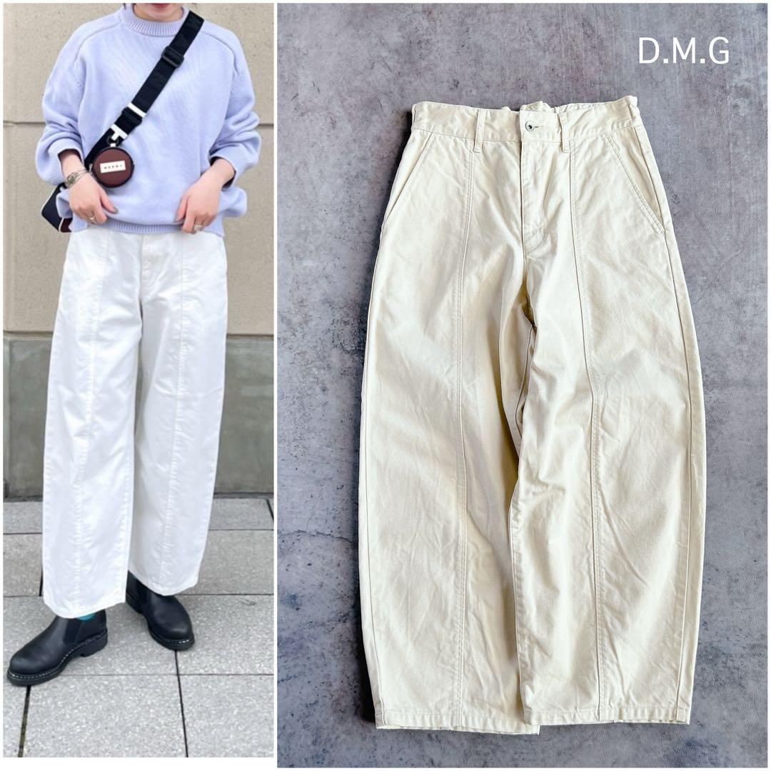 D.M.G ⿻ フレンチドリル アーモンドパンツ ルーズ 白 ボールパンツ 春