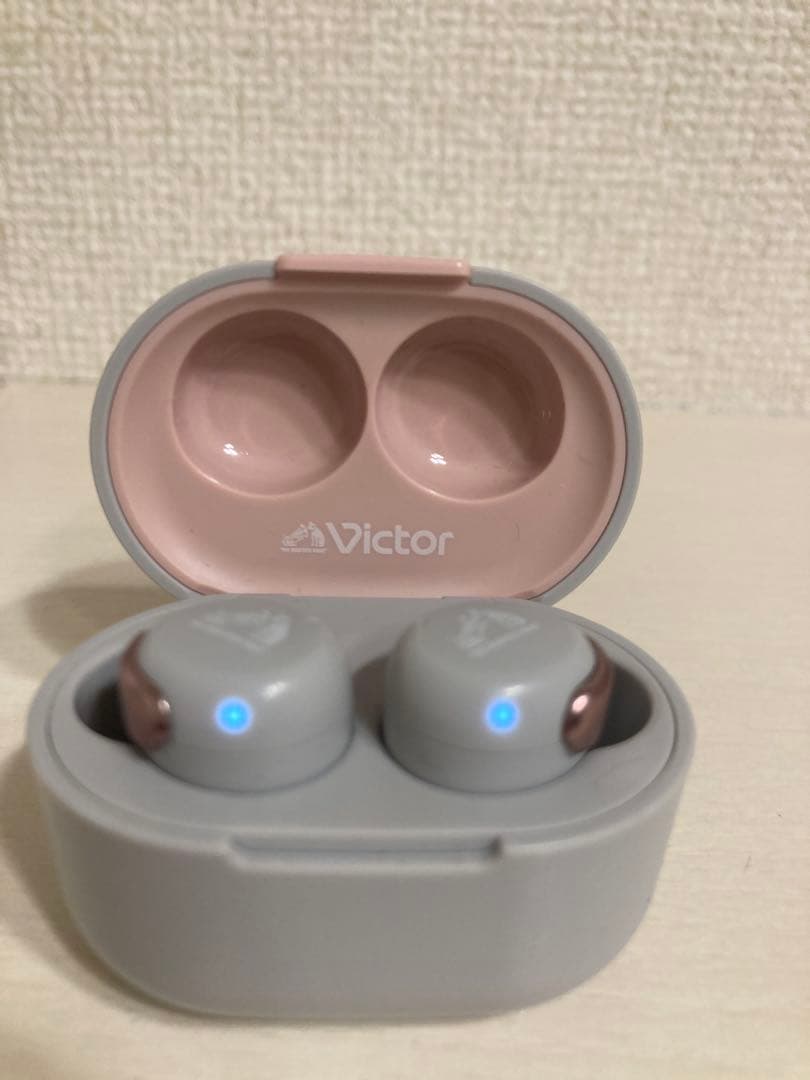 Victor ワイヤレスイヤホン グレー ケース付き