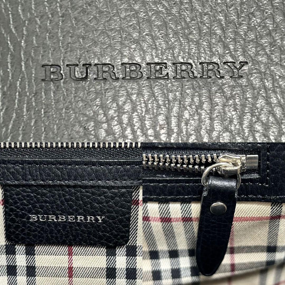 【美品】バーバリー トートバッグ レザー ノバチェック 肩掛け A4可 大容量