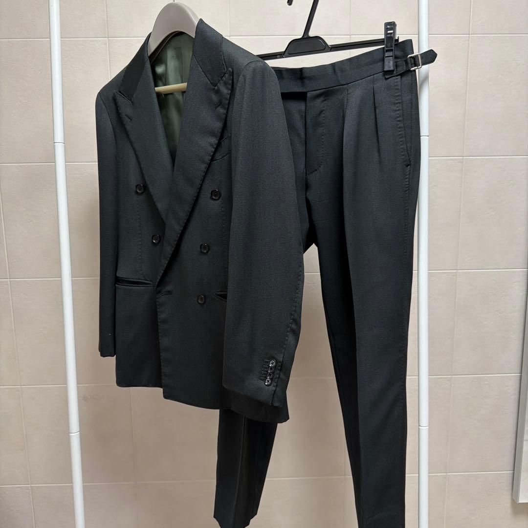 ナノユニバース別注　リングジャケット　ダブルセットアップ秋冬　ダークグリーン44