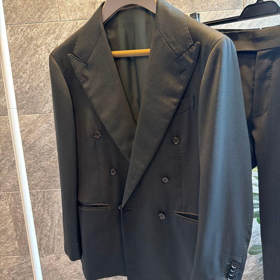 ナノユニバース別注　リングジャケット　ダブルセットアップ秋冬　ダークグリーン44