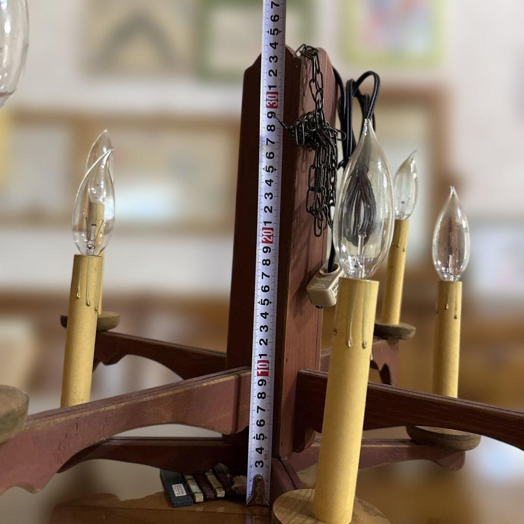 アンファン シャンデリア カントリー 木製 8灯 レトロ