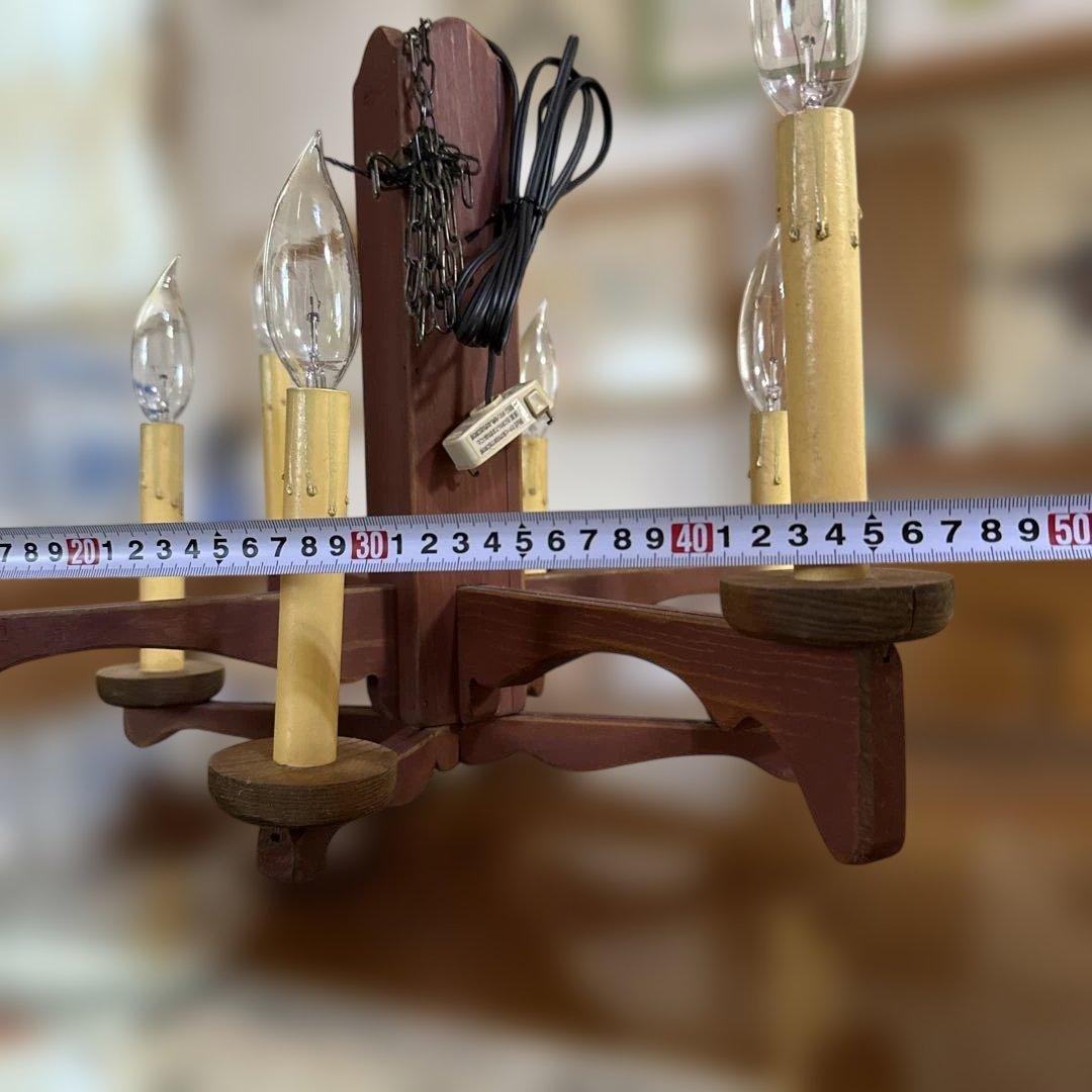 アンファン シャンデリア カントリー 木製 8灯 レトロ