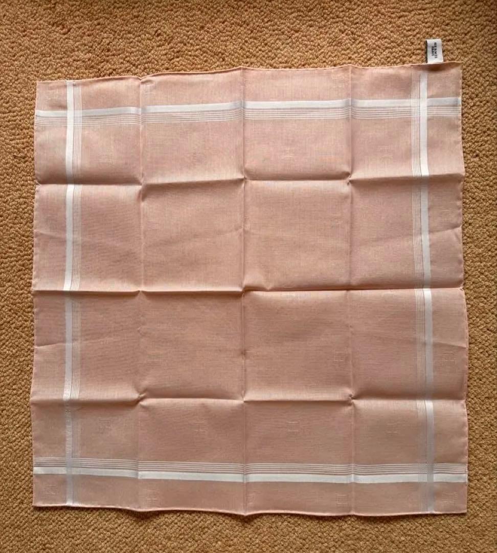 新品未使用 エルメス HERMES ハンカチ 2枚セット グレーピンク紙袋リボン