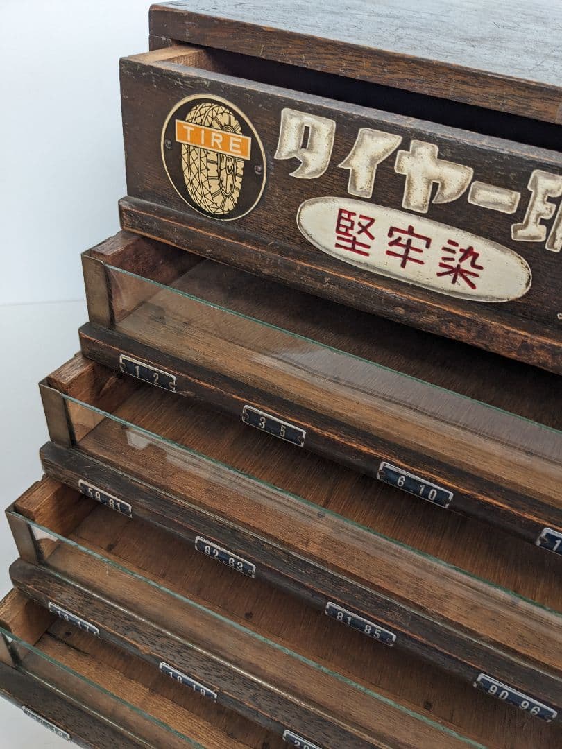 値下げ！ 手芸 タイヤー印 ミシン刺繡糸　昭和レトロ 洋裁 裁縫 収納棚 飾り棚