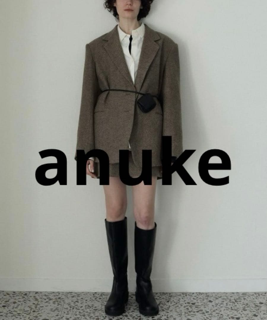 anuke Herringbone Wool Jacket ベージュ