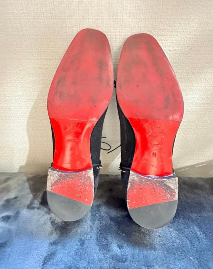 クリスチャンルブタン　ドレスシューズ　メンズ41　ブラックエナメルラメ