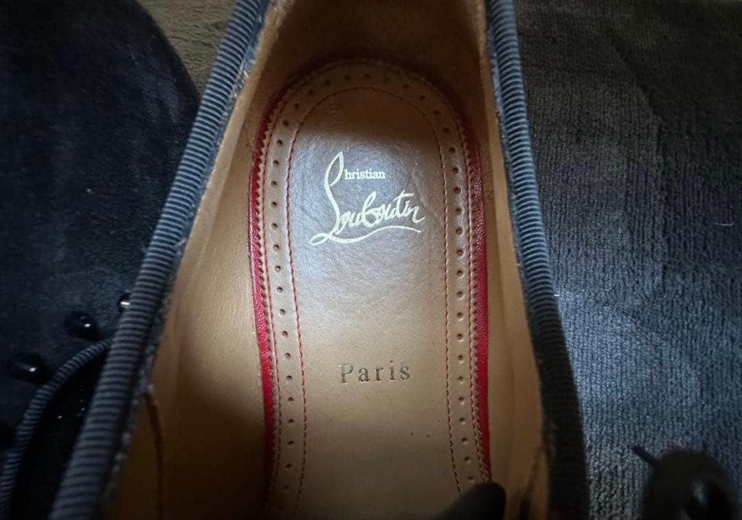 クリスチャンルブタン　ドレスシューズ　メンズ41　ブラックエナメルラメ