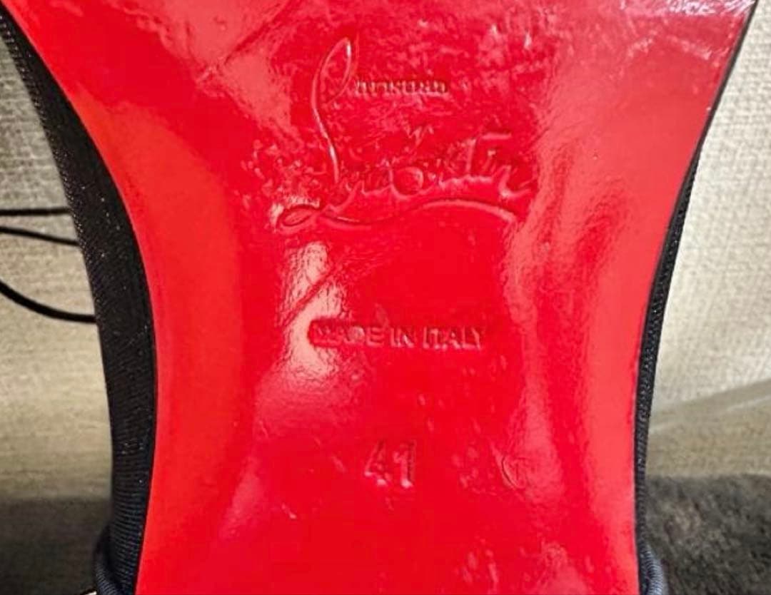 クリスチャンルブタン　ドレスシューズ　メンズ41　ブラックエナメルラメ