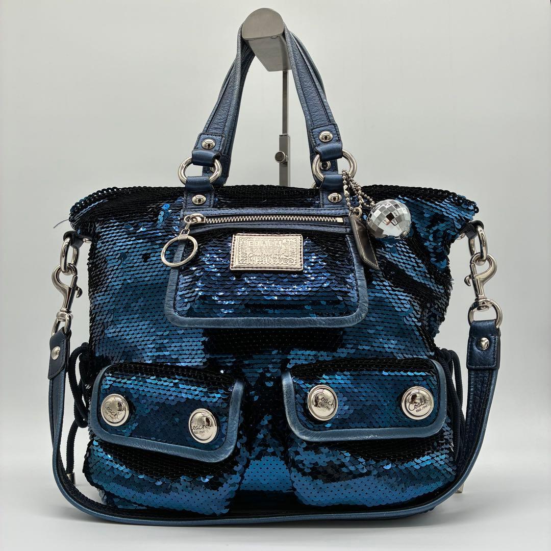 バッグ COACH Poppy Sequin Spotlight 2way Bag