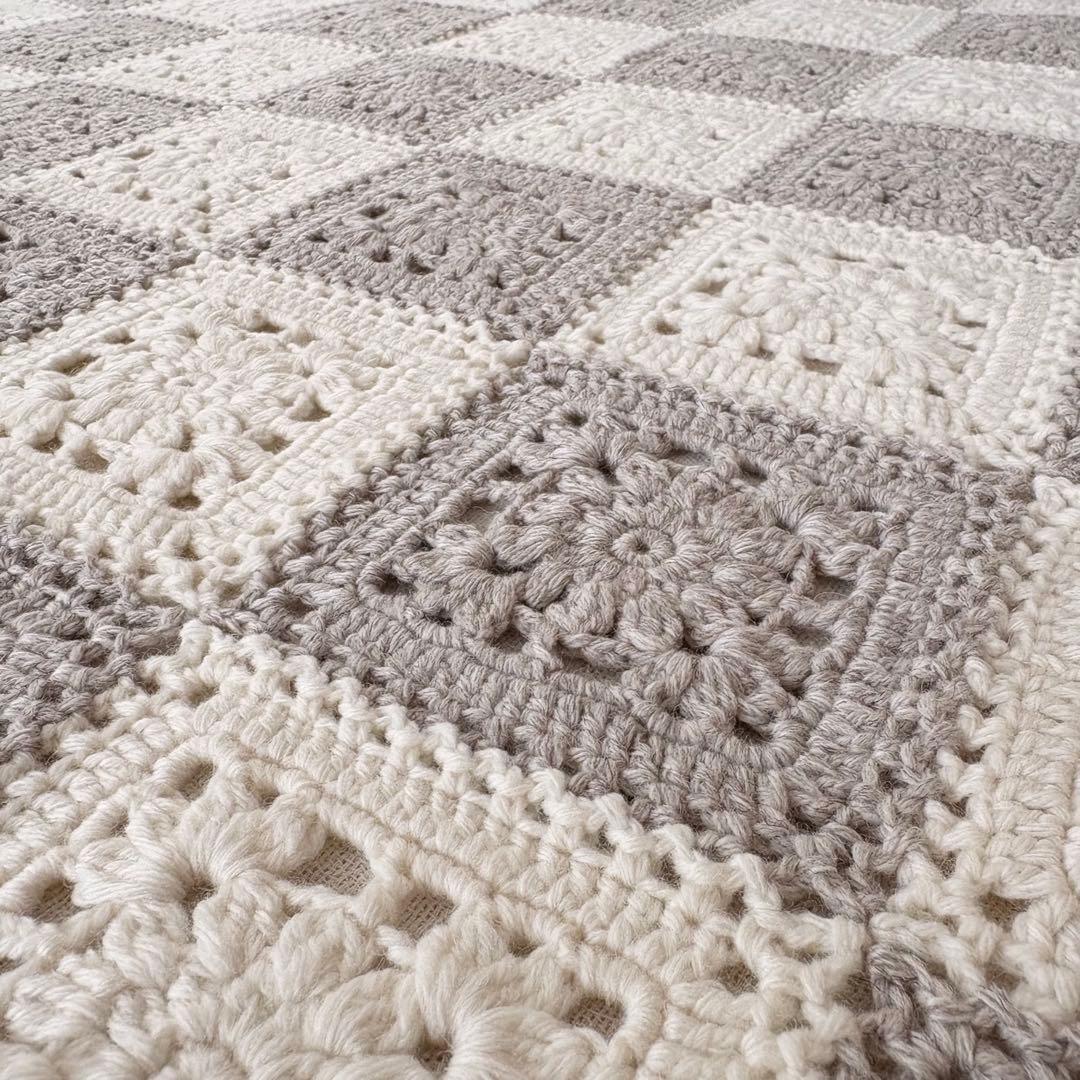 モチーフ編み　ブランケット　ひざ掛け　ハンドメイド