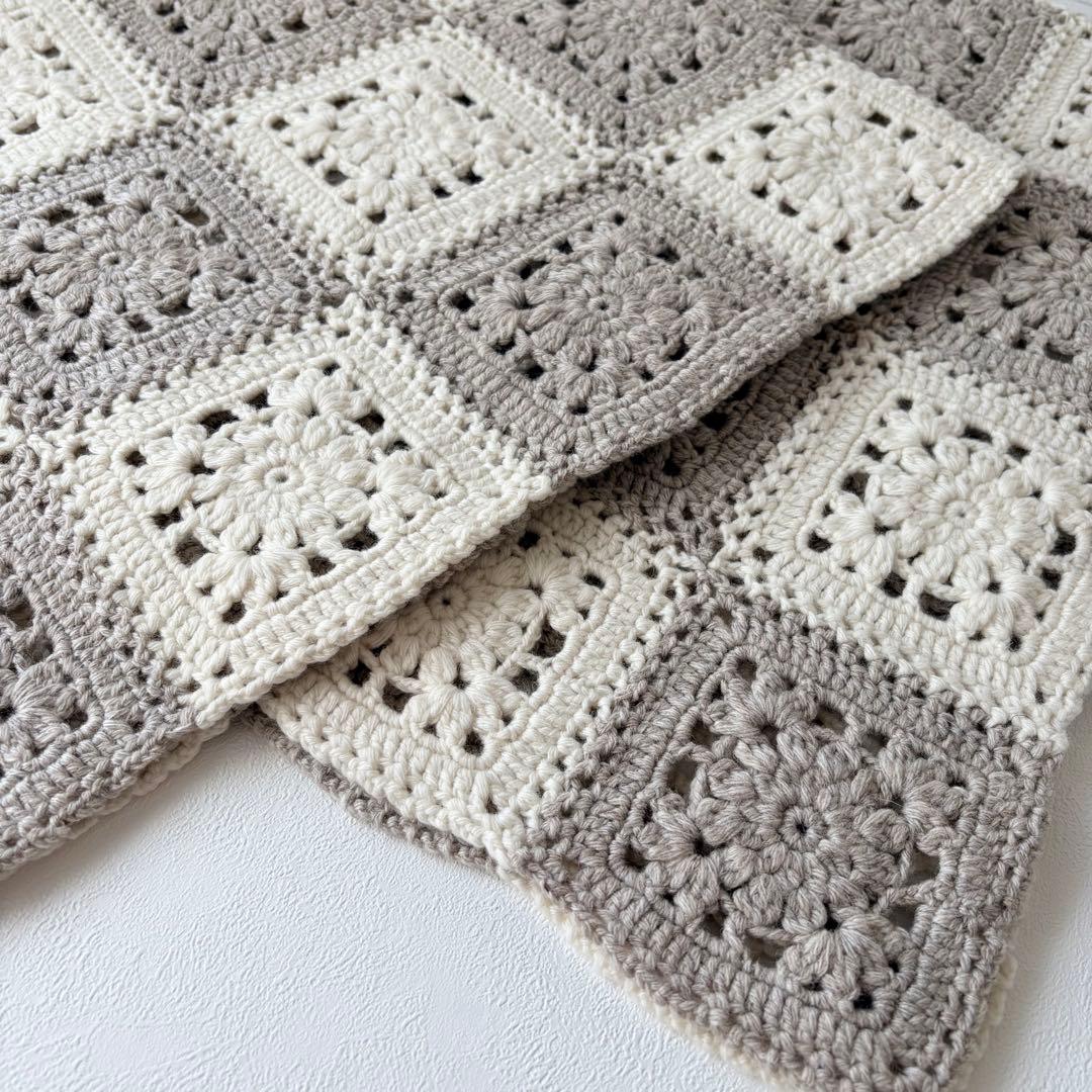 モチーフ編み　ブランケット　ひざ掛け　ハンドメイド