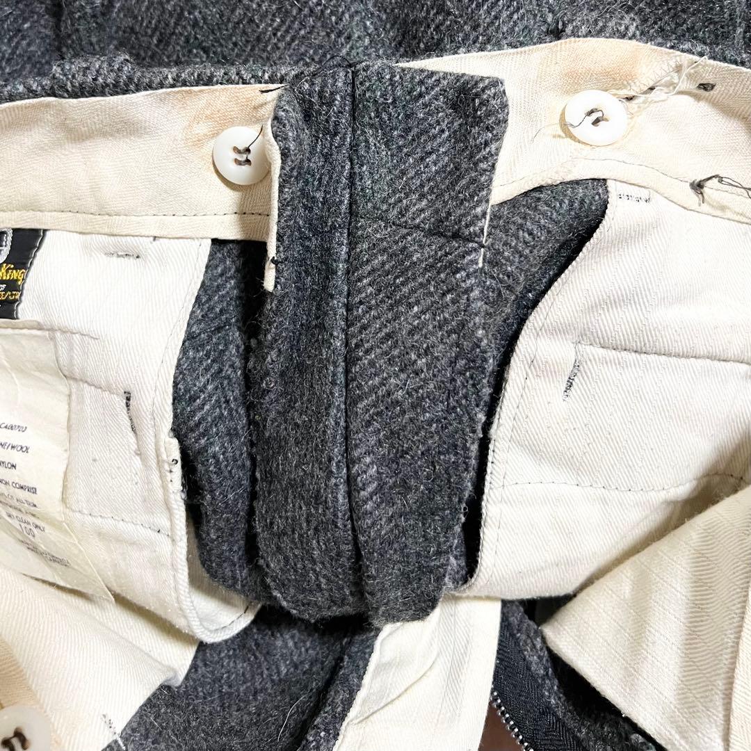 極太 60s カナダ製 ヴィンテージ ウールパンツ ヘリンボーン スラックス