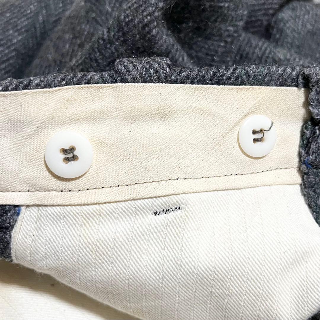 極太 60s カナダ製 ヴィンテージ ウールパンツ ヘリンボーン スラックス