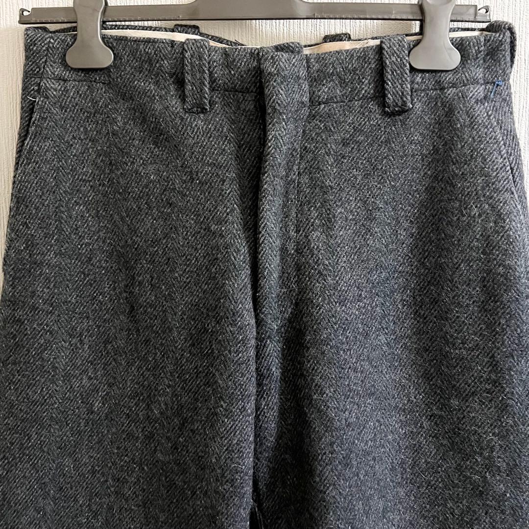 極太 60s カナダ製 ヴィンテージ ウールパンツ ヘリンボーン スラックス