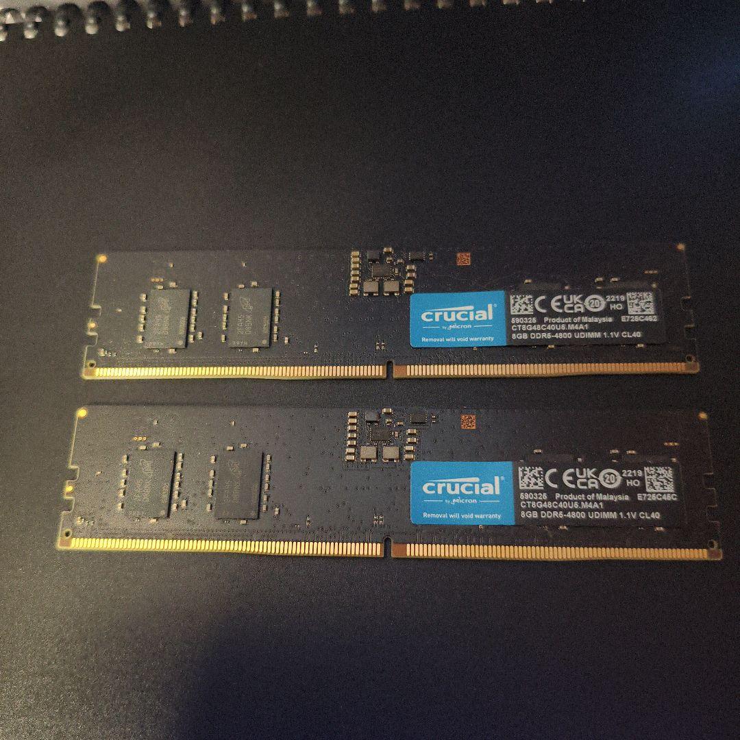 Crucial 8GBx2 16GB DDR5 4800メモリ