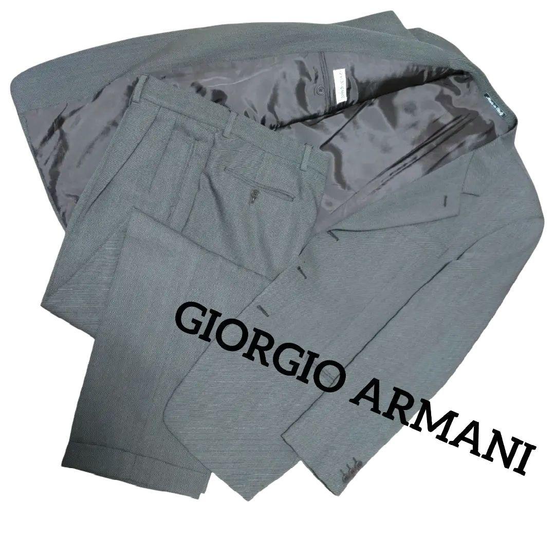 GIORGIO ARMANIイタリア製 ビジネススーツ黒カーキ茶カラー畦織