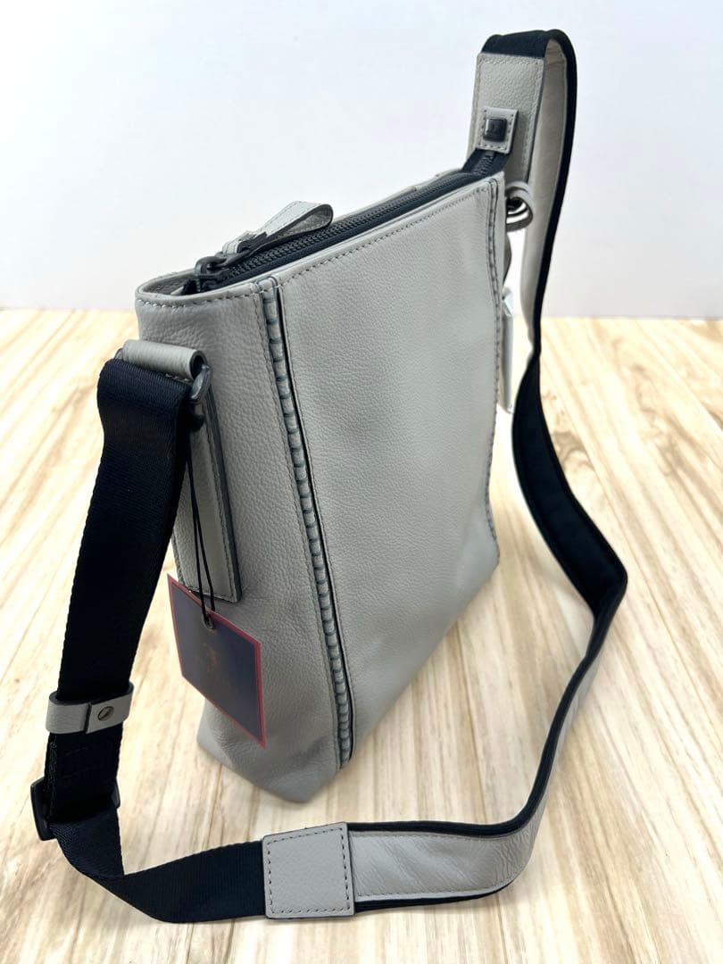 FUJITAKA フジタカ レザー ショルダーバッグ グレー