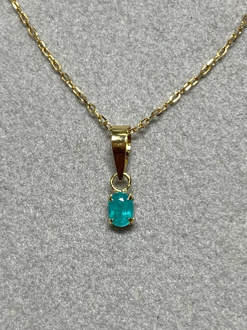 天然パライバトルマリン　0.12ct ブラジル産　K18YGペンダントヘッド