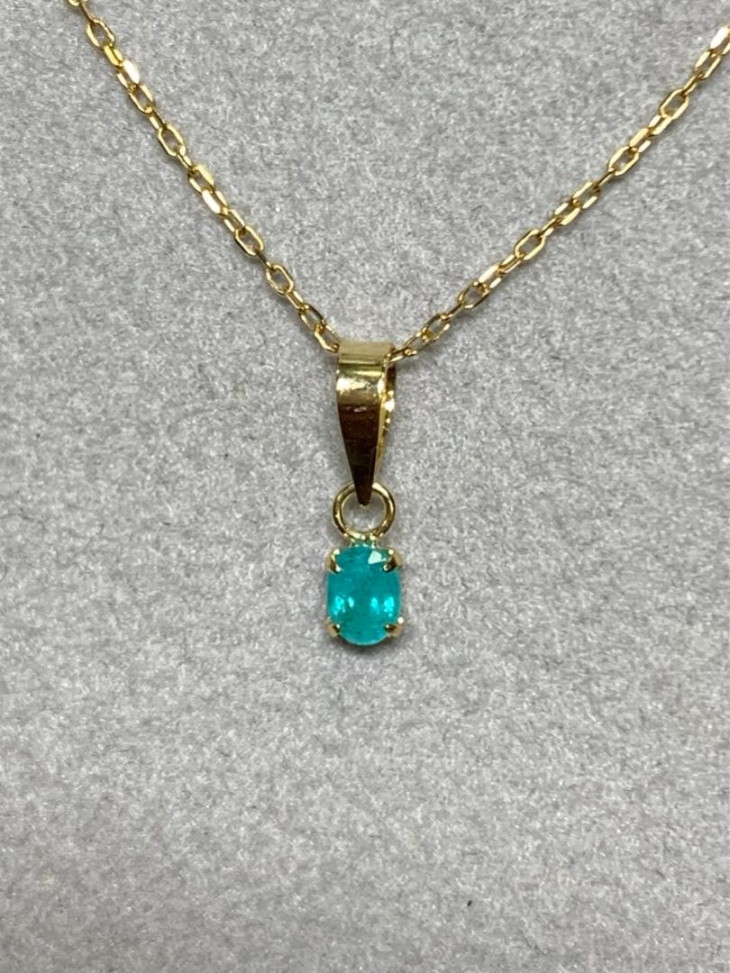 天然パライバトルマリン　0.12ct ブラジル産　K18YGペンダントヘッド