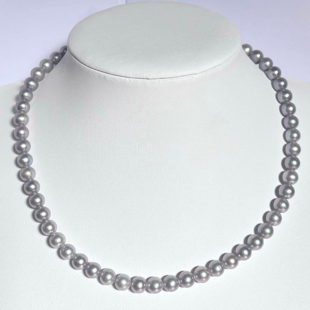 極上の照り✨銀座ジュエリーマキ　あこや本真珠 7mm珠 シルバーパールネックレス