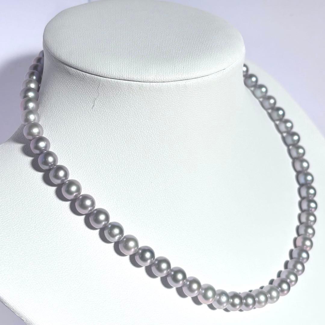 極上の照り✨銀座ジュエリーマキ　あこや本真珠 7mm珠 シルバーパールネックレス