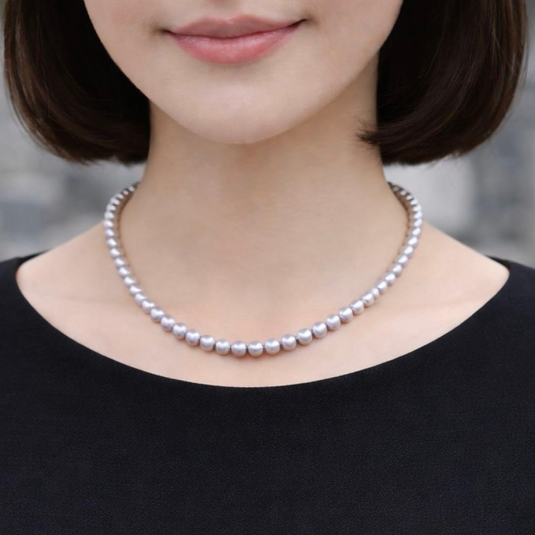 極上の照り✨銀座ジュエリーマキ　あこや本真珠 7mm珠 シルバーパールネックレス