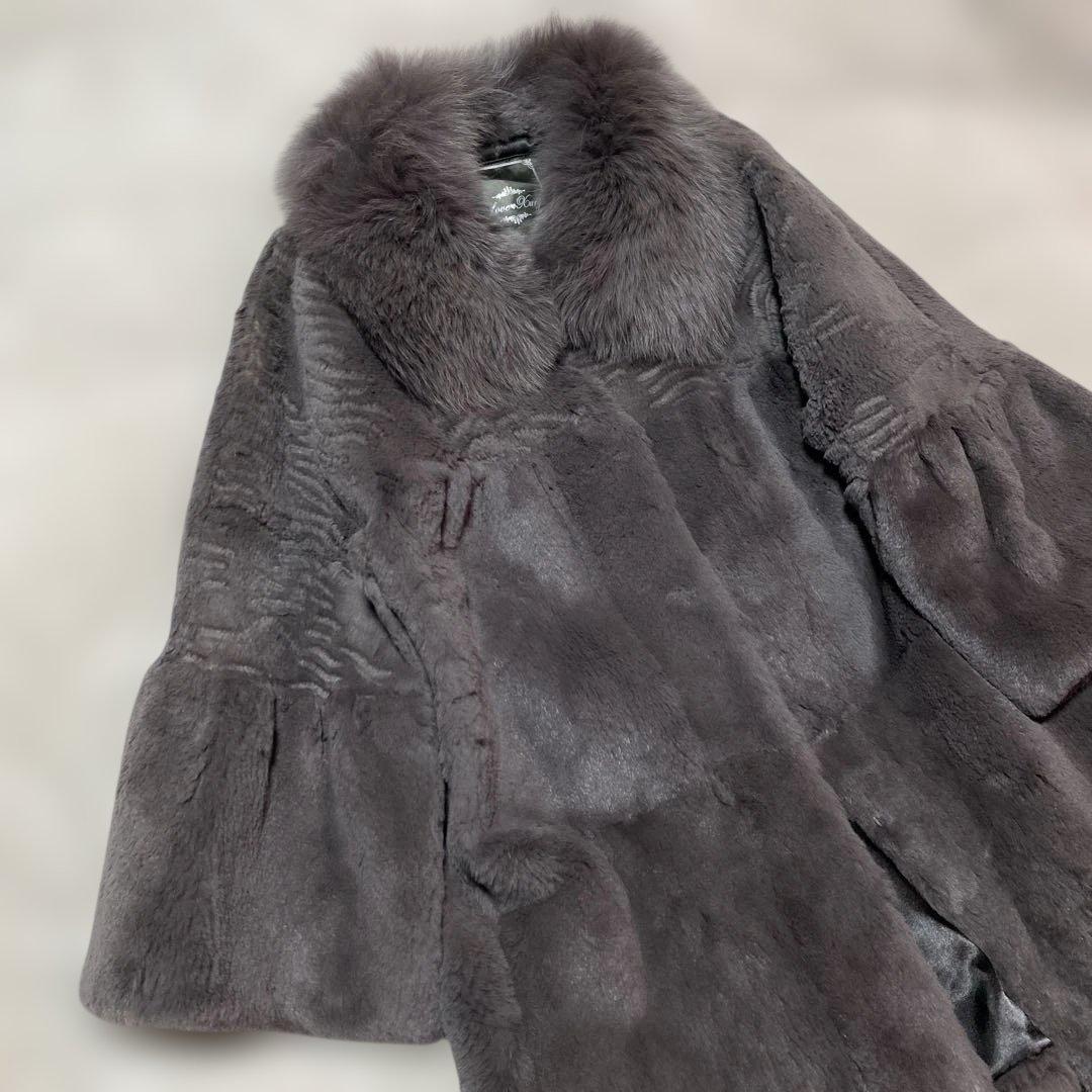 グレー リアルファーコート ボリューム袖