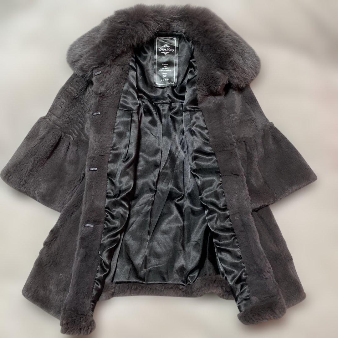 グレー リアルファーコート ボリューム袖