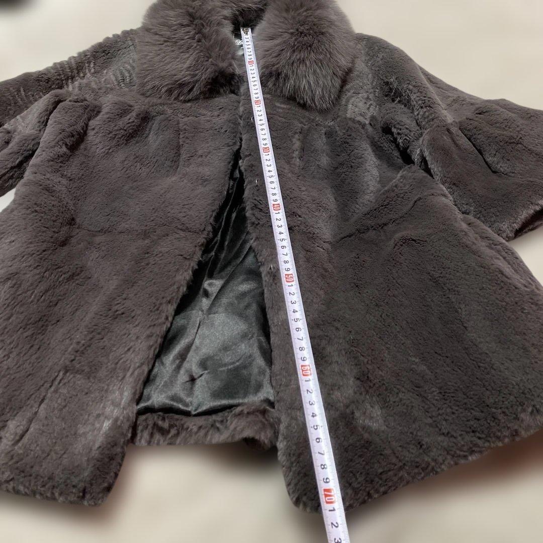 グレー リアルファーコート ボリューム袖