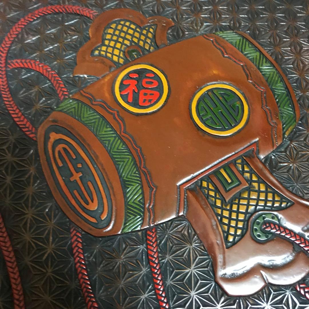 岡山　烏城彫り　漆塗り 太鼓デザイン 文箱