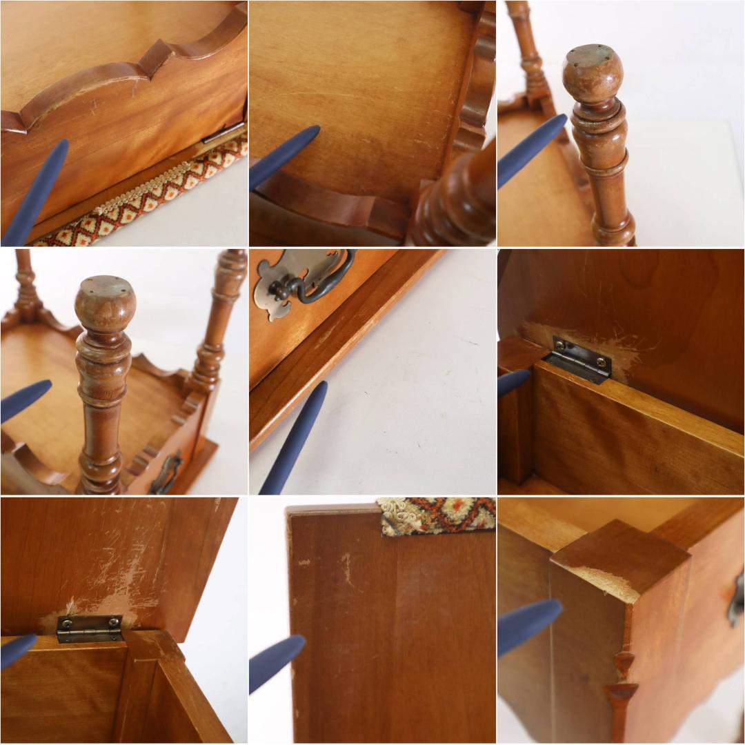 値下げ横浜ダニエル 収納付きスツール 樺材 ドレッサー椅子 英国アンティーク調