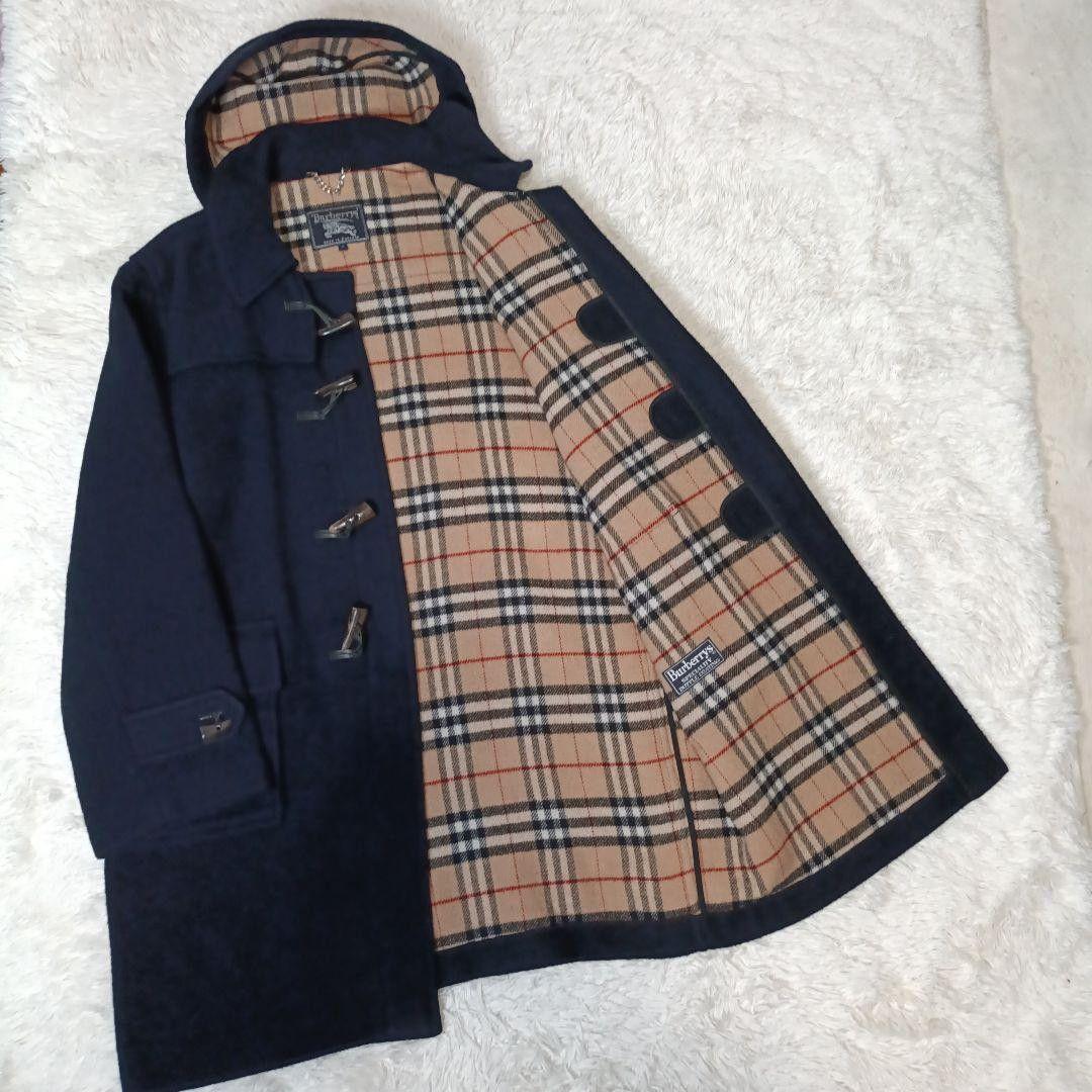 希少■Burberrys ウール ダッフルコート ネイビー ノバチェック 英国製