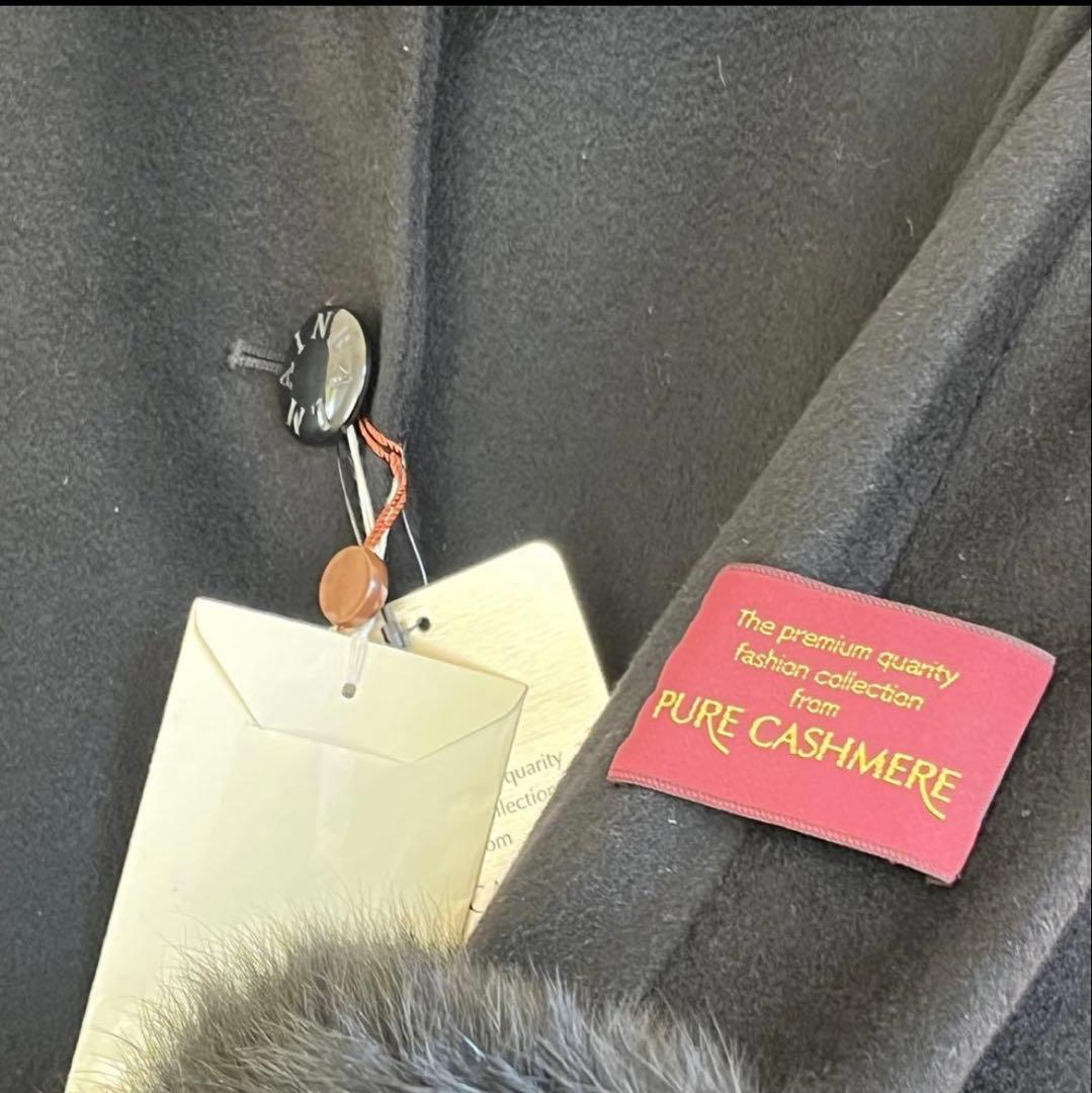 BALMAIN ブラック ケープコート フォックスファー付き