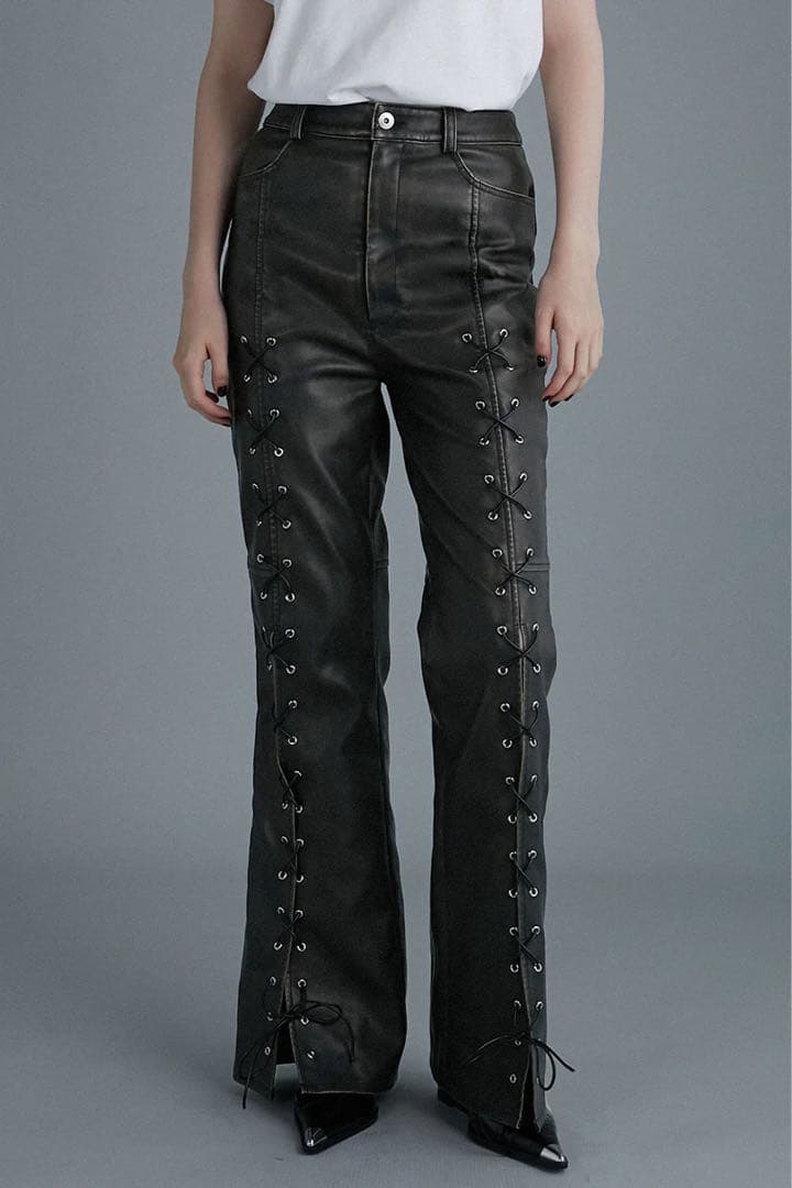 PRANK PROJECT レースアップヴィーガンレザーパンツ
