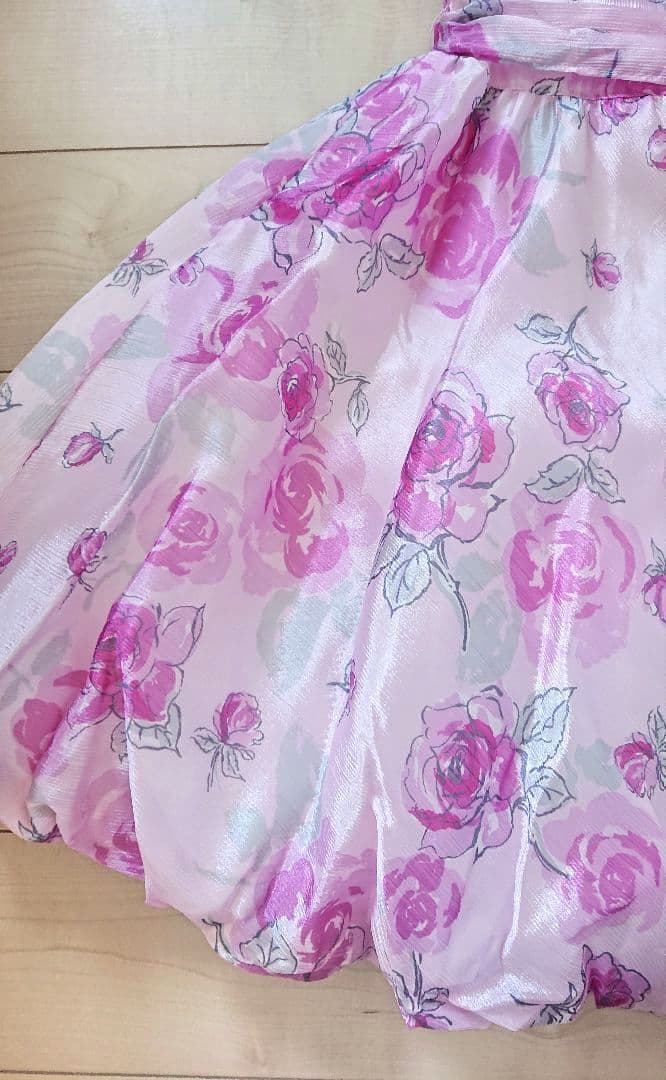 【mezzo piano】バラ柄 コサージュ付き ドレス メゾピアノ