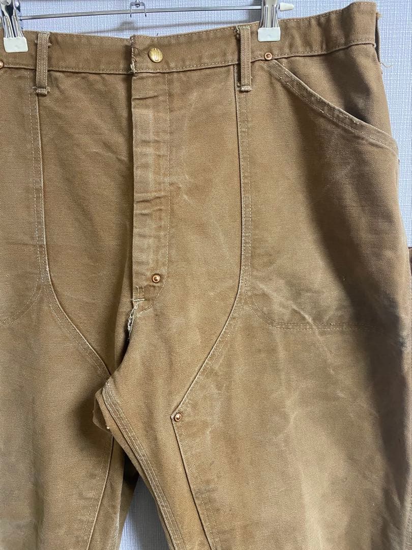 60s Carhartt デカCロゴ ダブルニー ブラウンダック W38xL30