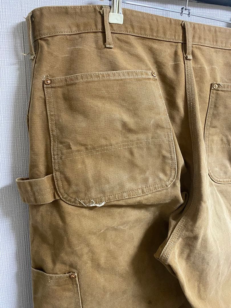 60s Carhartt デカCロゴ ダブルニー ブラウンダック W38xL30