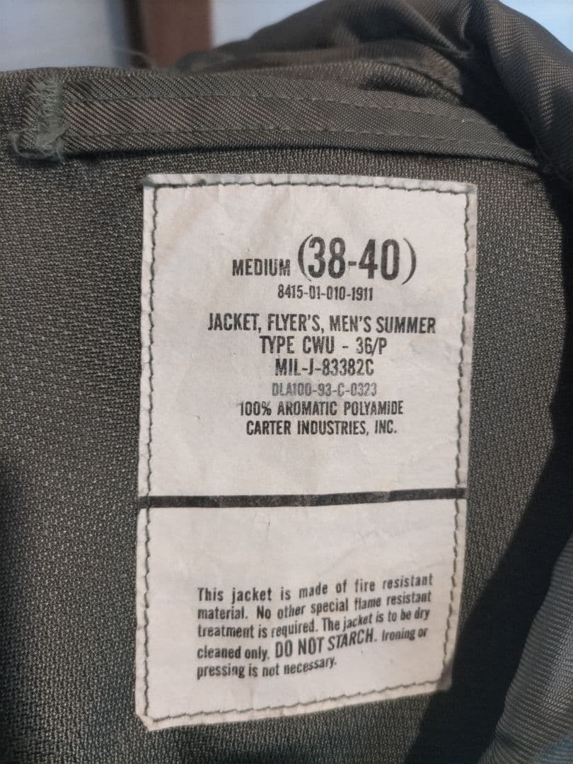 ＹＯＳＨＩCWU-36 フライトジャケット　Ｍ