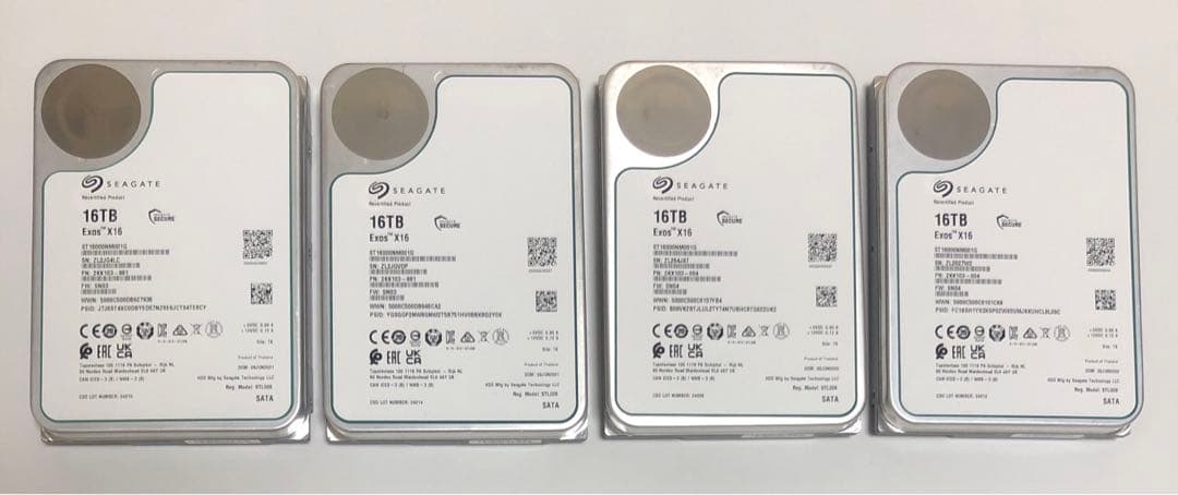 Seagate Exos X16 16TB SATA HDD 4個セット