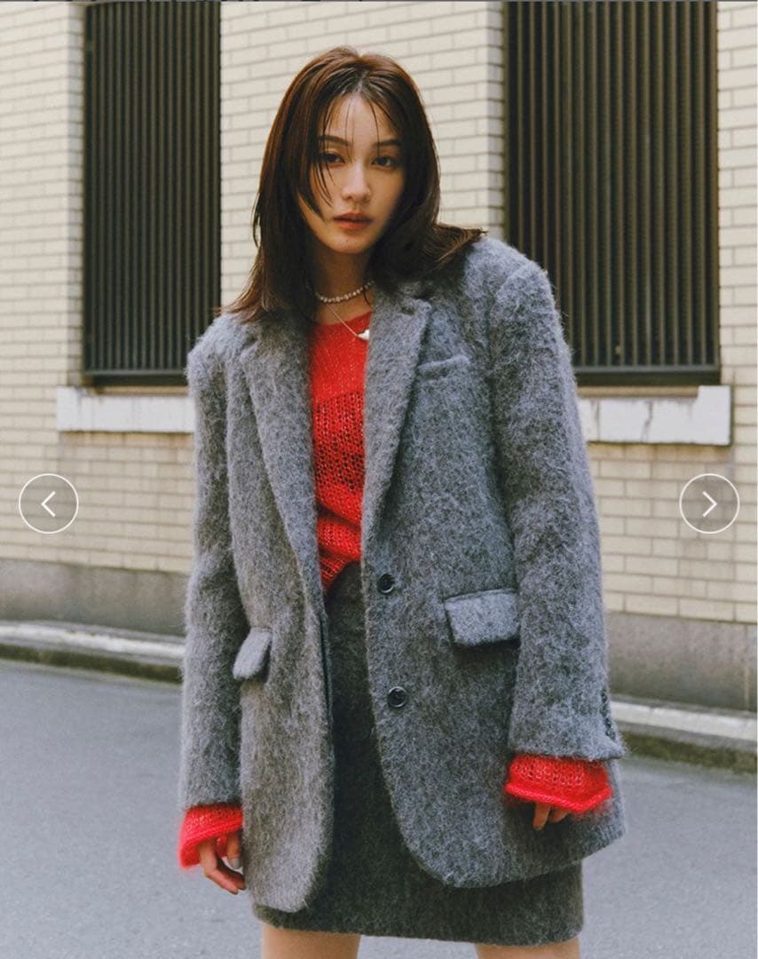 emmi シャギーテーラードジャケットコート