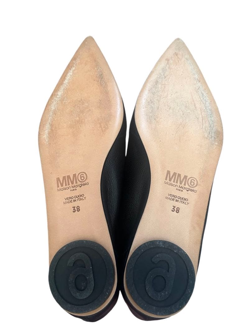 MM6 エムエムシックス　ジップレザーフラット シューズ　ブラック