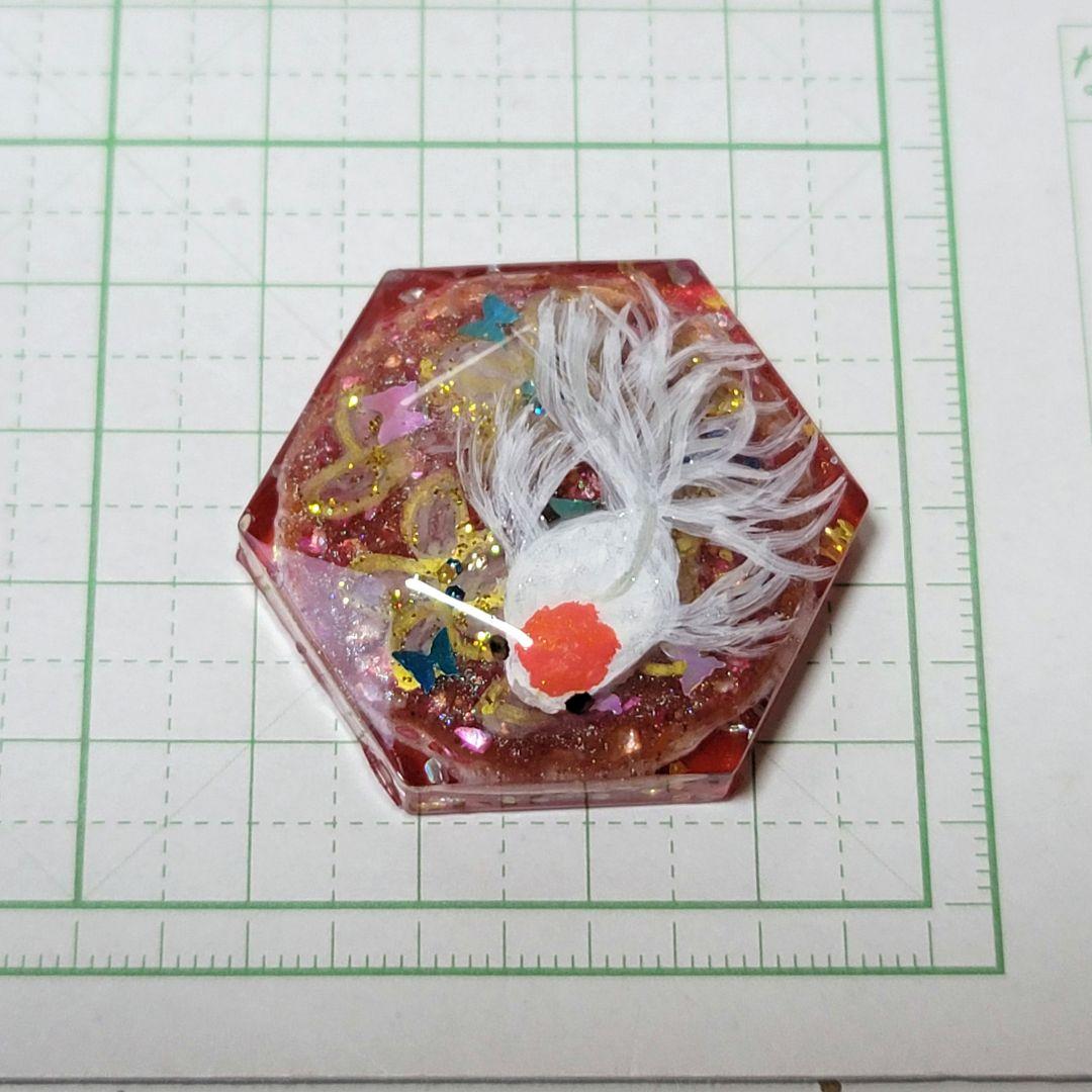 ひまうい様お取り置き　2/4まで　試作　レジンヘアゴム　金魚　六角形