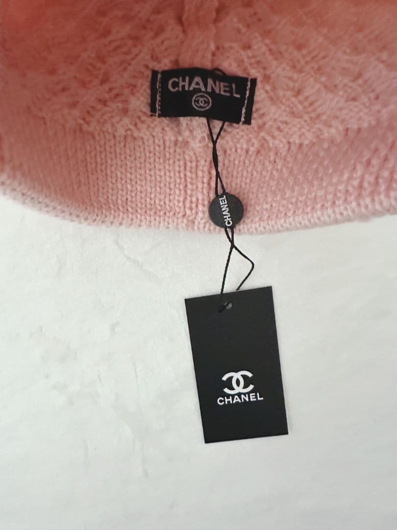 CHANEL ピンク 編み込みニット帽 新品タグ付き